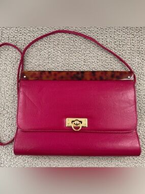 Women’s Fuchsia Vintage Crossbody Bag with Gold Hardware